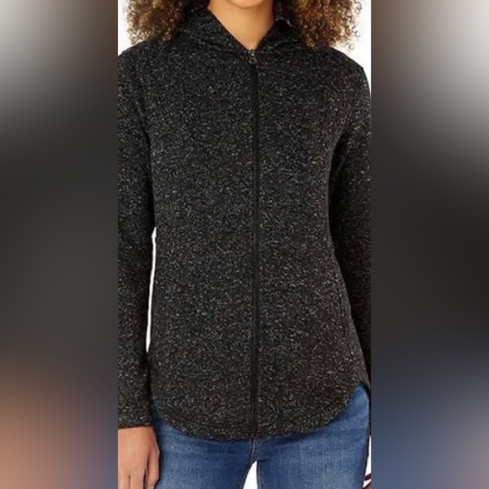Eddie Bauer Women's Gorpcore Full-Zip Fleece Hooded Jacket In Black Heather XL